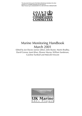 Marine Monitoring Handbook, June 2001