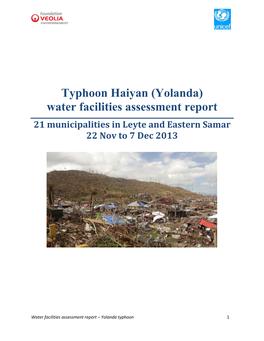 Typhoon Haiyan (Yolanda) Water Facilities Assessment Report