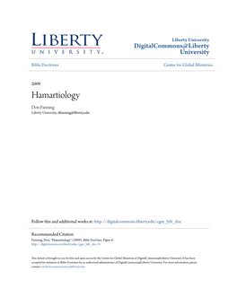 Hamartiology Don Fanning Liberty University, Dfanning@Liberty.Edu