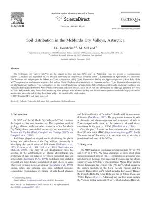 Soil Distribution in the Mcmurdo Dry Valleys, Antarctica ⁎ J.G