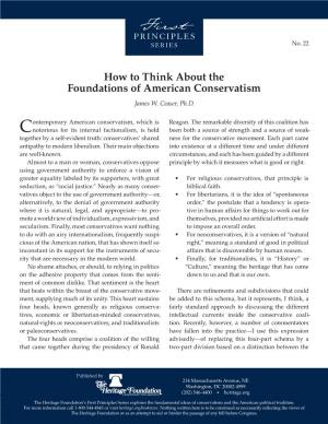 How to Think About the Foundations of American Conservatism James W