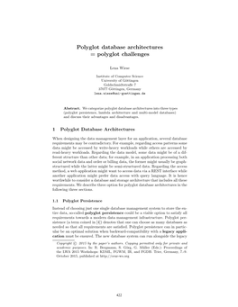 Polyglot Database Architectures = Polyglot Challenges