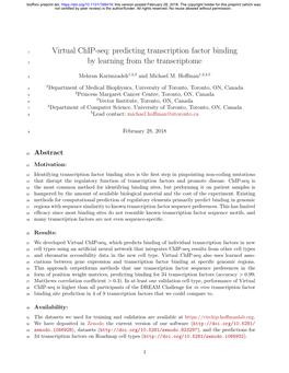 Virtual Chip-Seq: Predicting Transcription Factor Binding