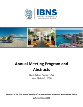 Annual Meeting Program and Abstracts Boca Raton, Florida, USA June 27-July 2, 2018