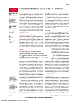 Genetic Variants of SARS-Cov-2—What Do They Mean? VIEWPOINT