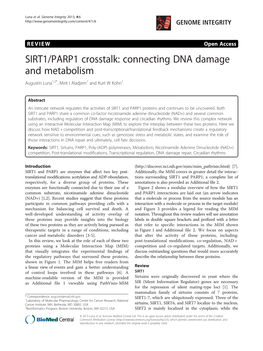 SIRT1/PARP1 Crosstalk: Connecting DNA Damage and Metabolism Augustin Luna1,2*, Mirit I Aladjem1 and Kurt W Kohn1