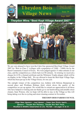 Theydon Bois Village News Issue 59 Sept 2007 Page 31 Parish Council Elections Parish Council Public Meeting 2007