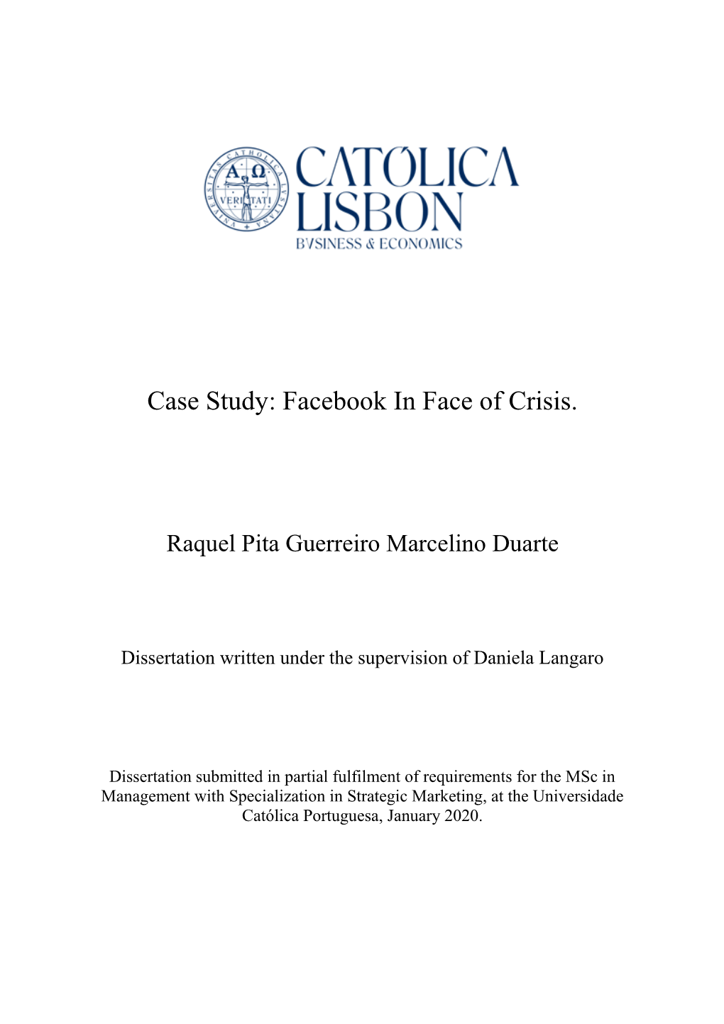 Case Study: Facebook in Face of Crisis