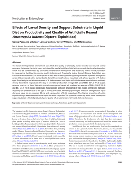 Effects of Larval Density and Support Substrate in Liquid Diet On
