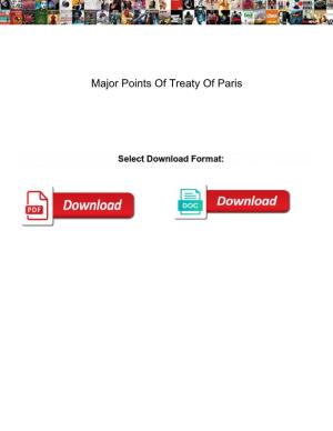 Major Points of Treaty of Paris