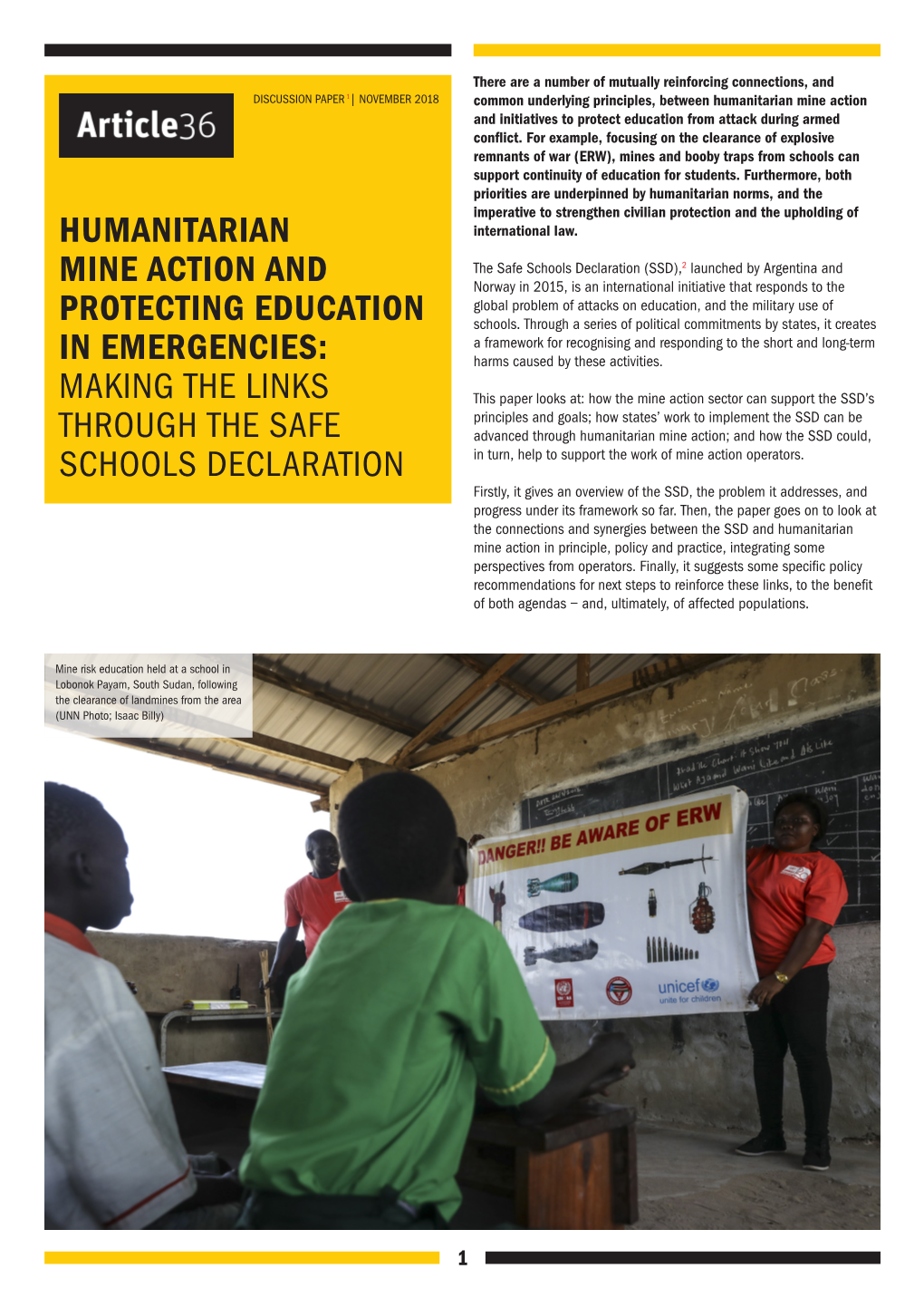 Humanitarian Mine Action and Protecting Education In