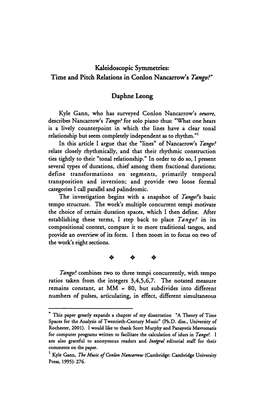 Time and Pitch Relations in Conlon Nancarrow's Tango?