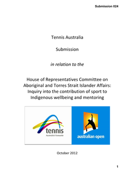 Tennis Australia Submission to Inquiry Into the Contribution of Sport To