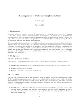 Comparison of Dictionary Data Structures