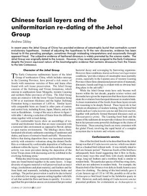 Chinese Fossil Layers and the Uniformitarian Re-Dating of the Jehol Group Andrew Sibley