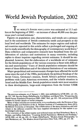 World Jewish Population, 2002