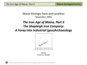 The Iron Age of Maine, Part II Maine Geological Survey