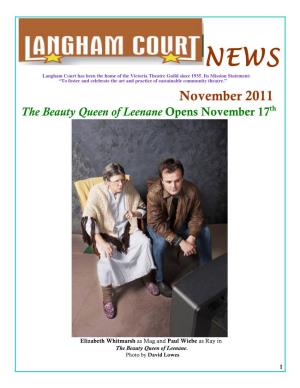 November 2011 Th the Beauty Queen of Leenane Opens November 17