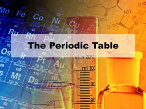 The Periodic Table Why Is the Periodic Table Important to Me?