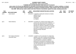 File Number Kilkenny County Council P L a N N I N G a P P L I C a T I O N S Planning Applications Received from 09/02/20 to 15