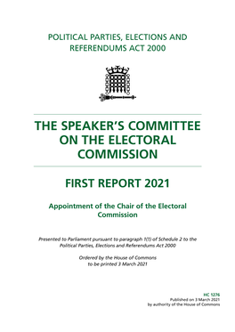 Appointment of the Chair of the Electoral Commission