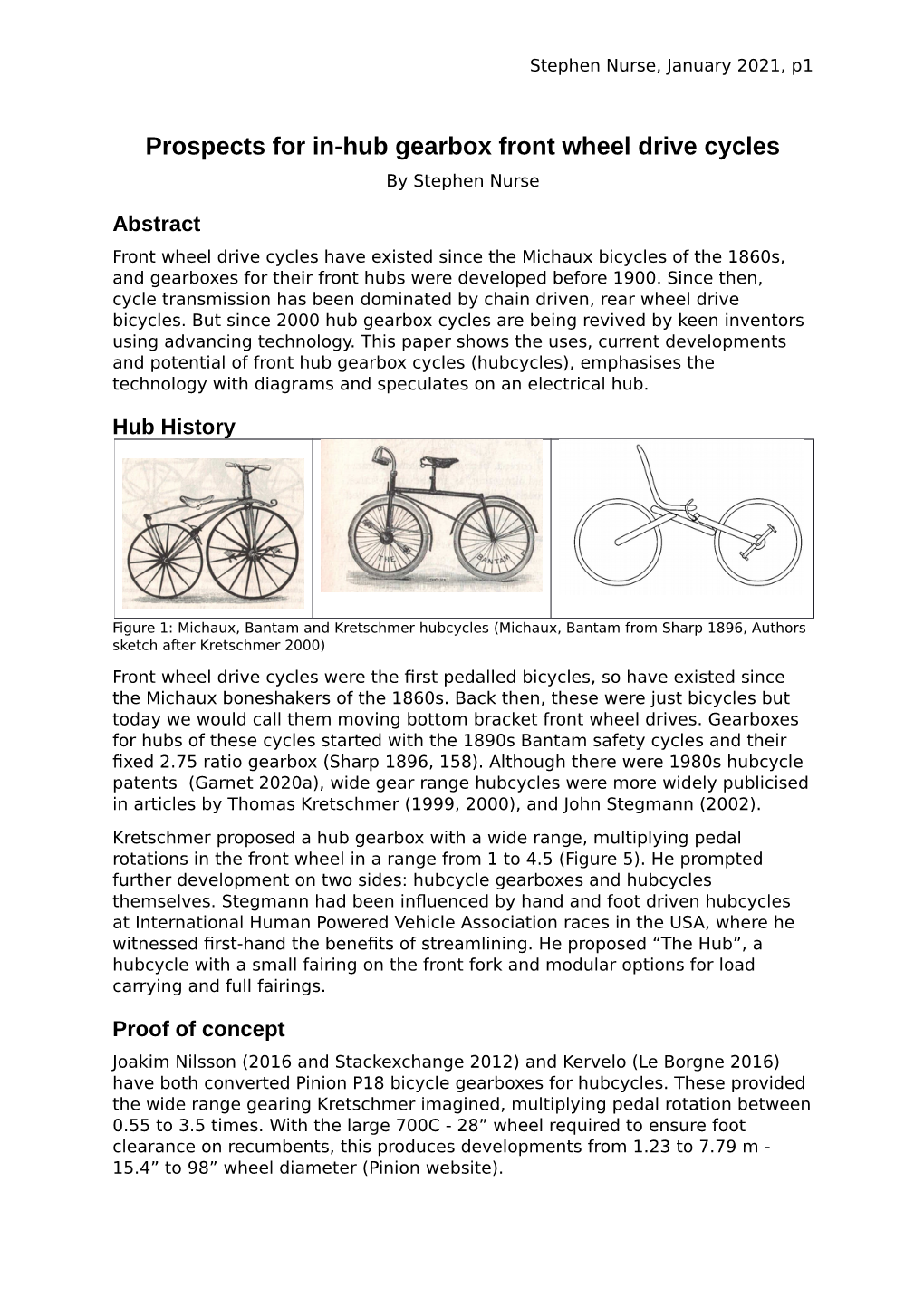 Prospects for In-Hub Gearbox Front Wheel Drive Cycles by Stephen Nurse