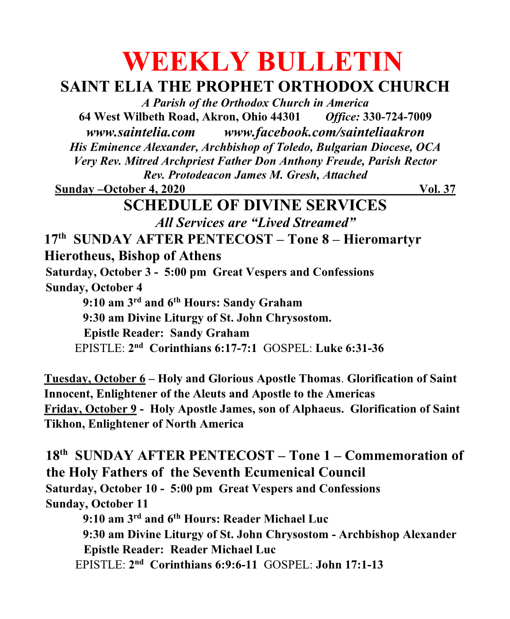 Weekly Bulletin