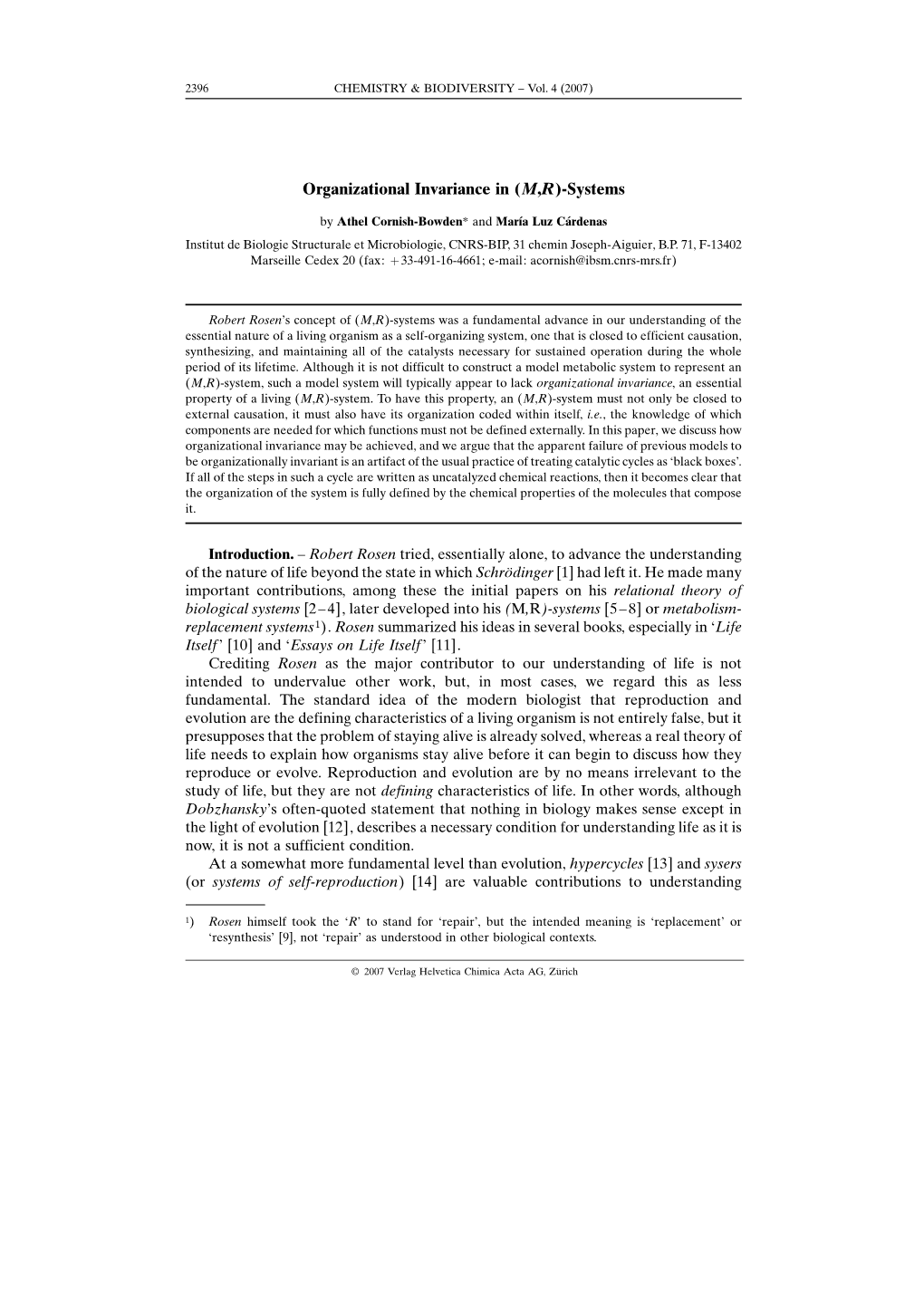 Organizational Invariance in (M,R)-Systems