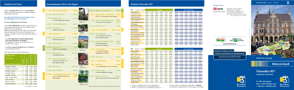 Fietsenbus R51 Bocholt · Coesfeld Fahrkarten & Preise Veranstaltungen 2012 in Der Region Fahrplan Fietsenbus R51 Wir Fahren Für Sie