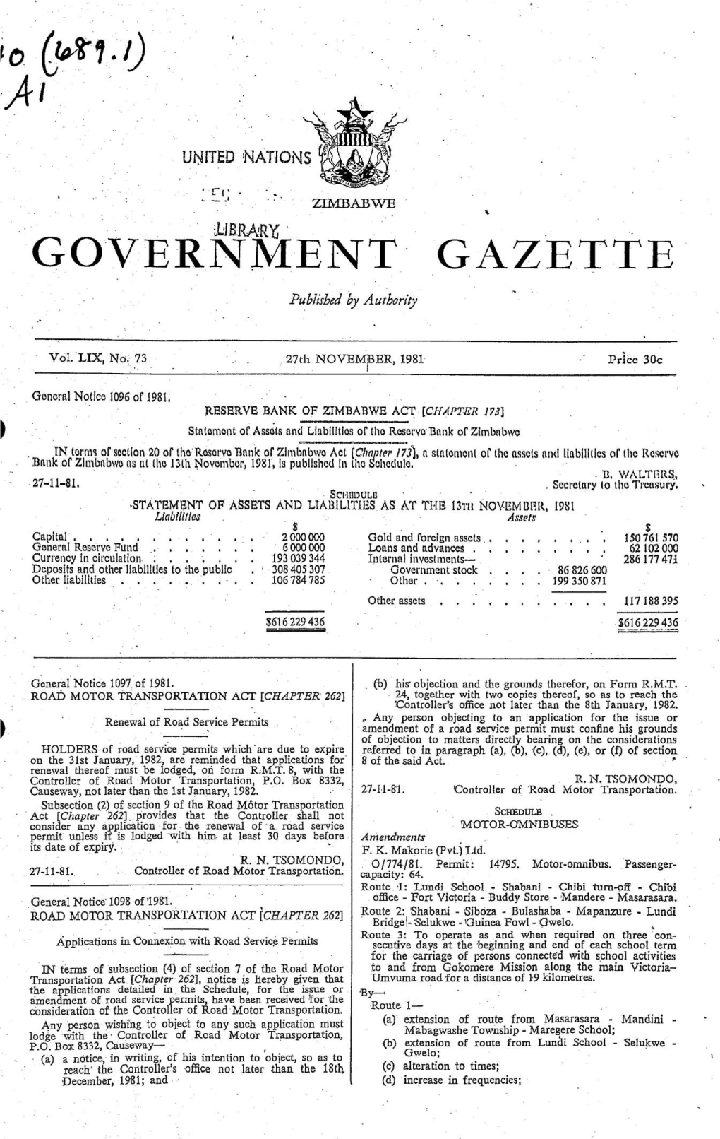 Governsient Gazette