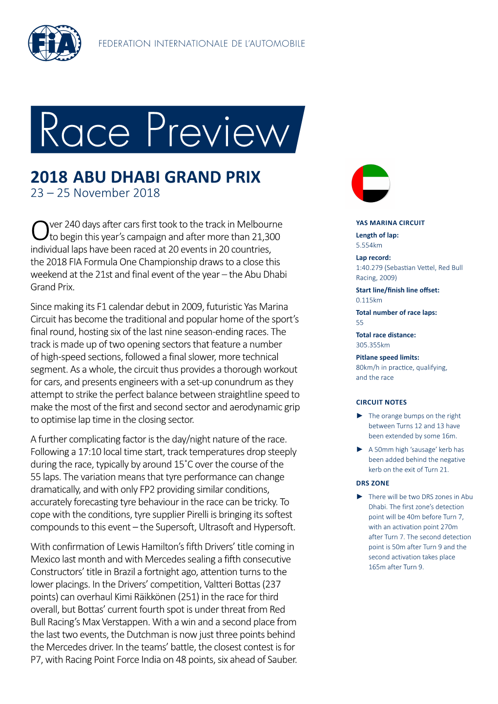 2018 ABU DHABI GRAND PRIX 23 – 25 November 2018