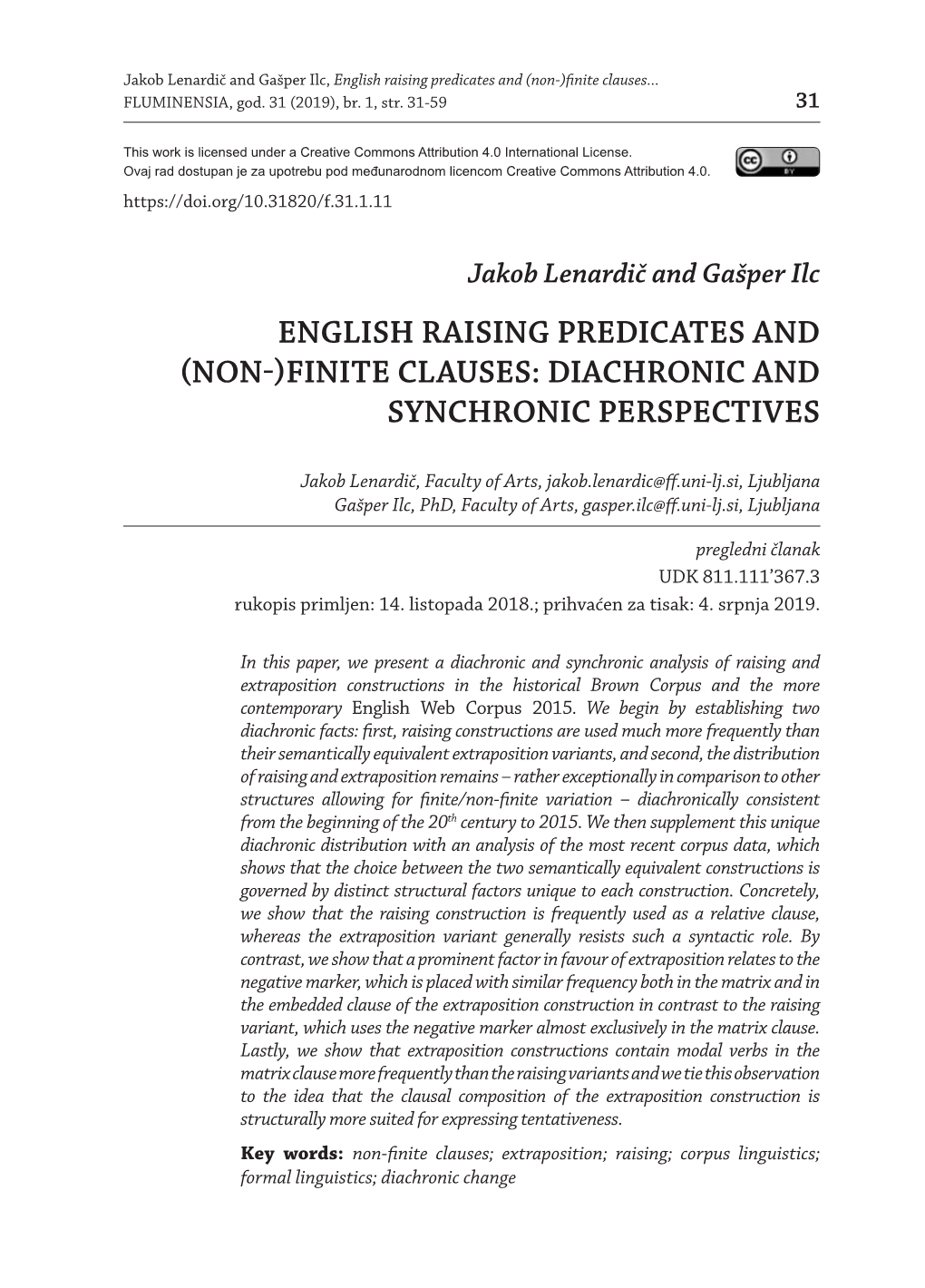 English Raising Predicates and (Non-)Finite Clauses