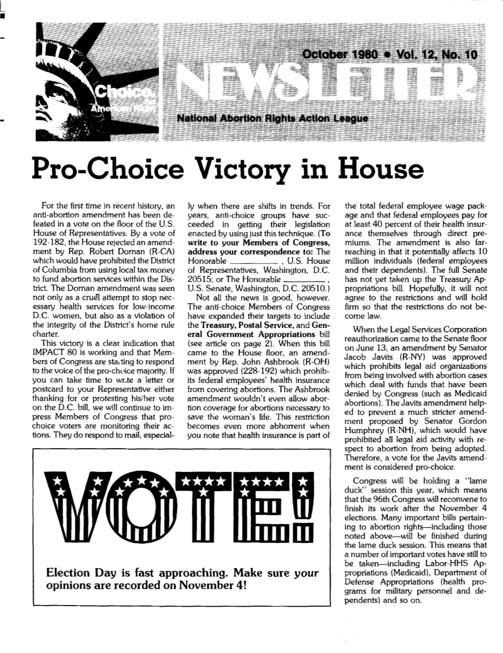 Pro-Choice Victory in House