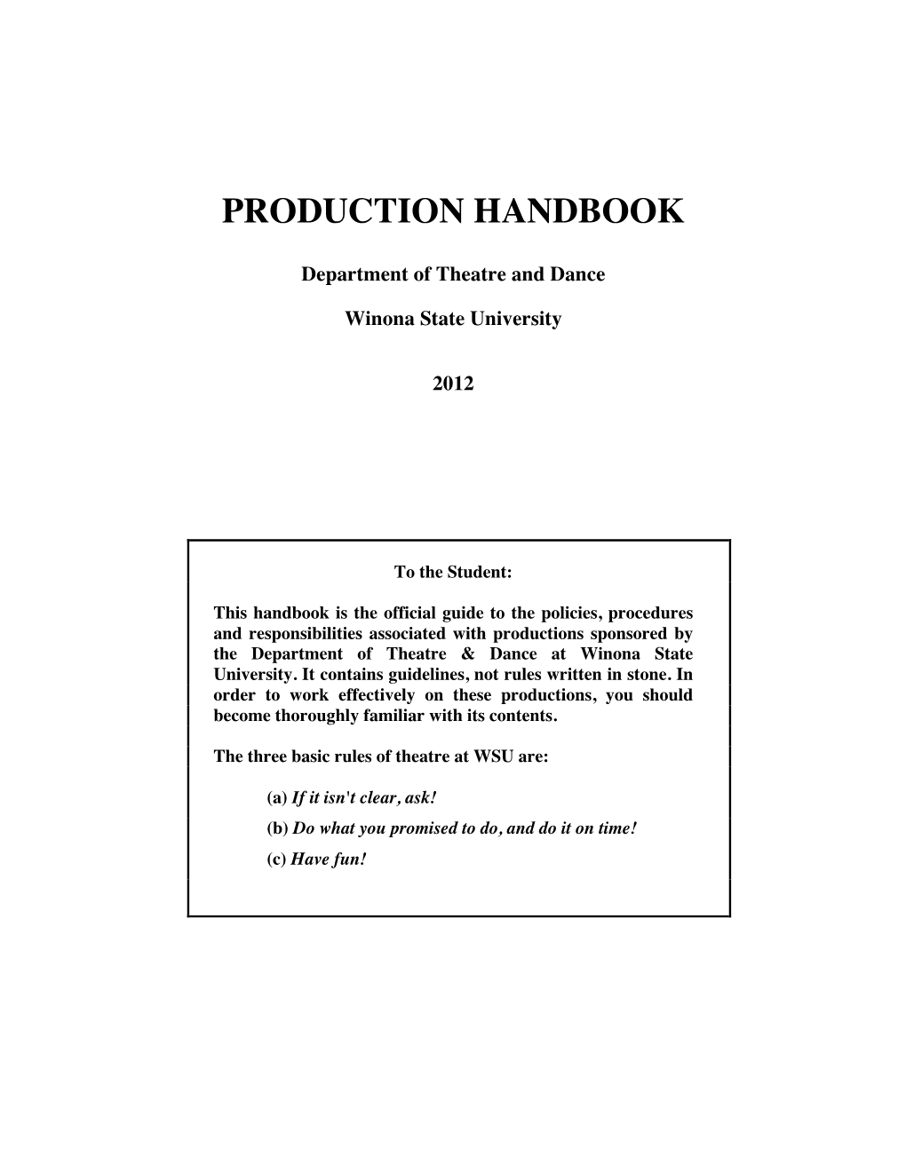 Production Handbook