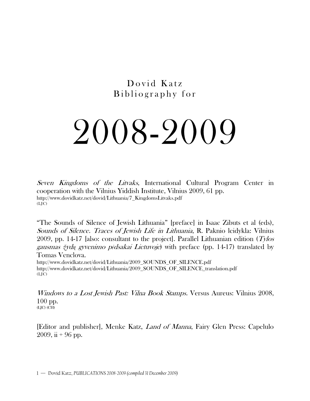 Bibliography to Early March 2007