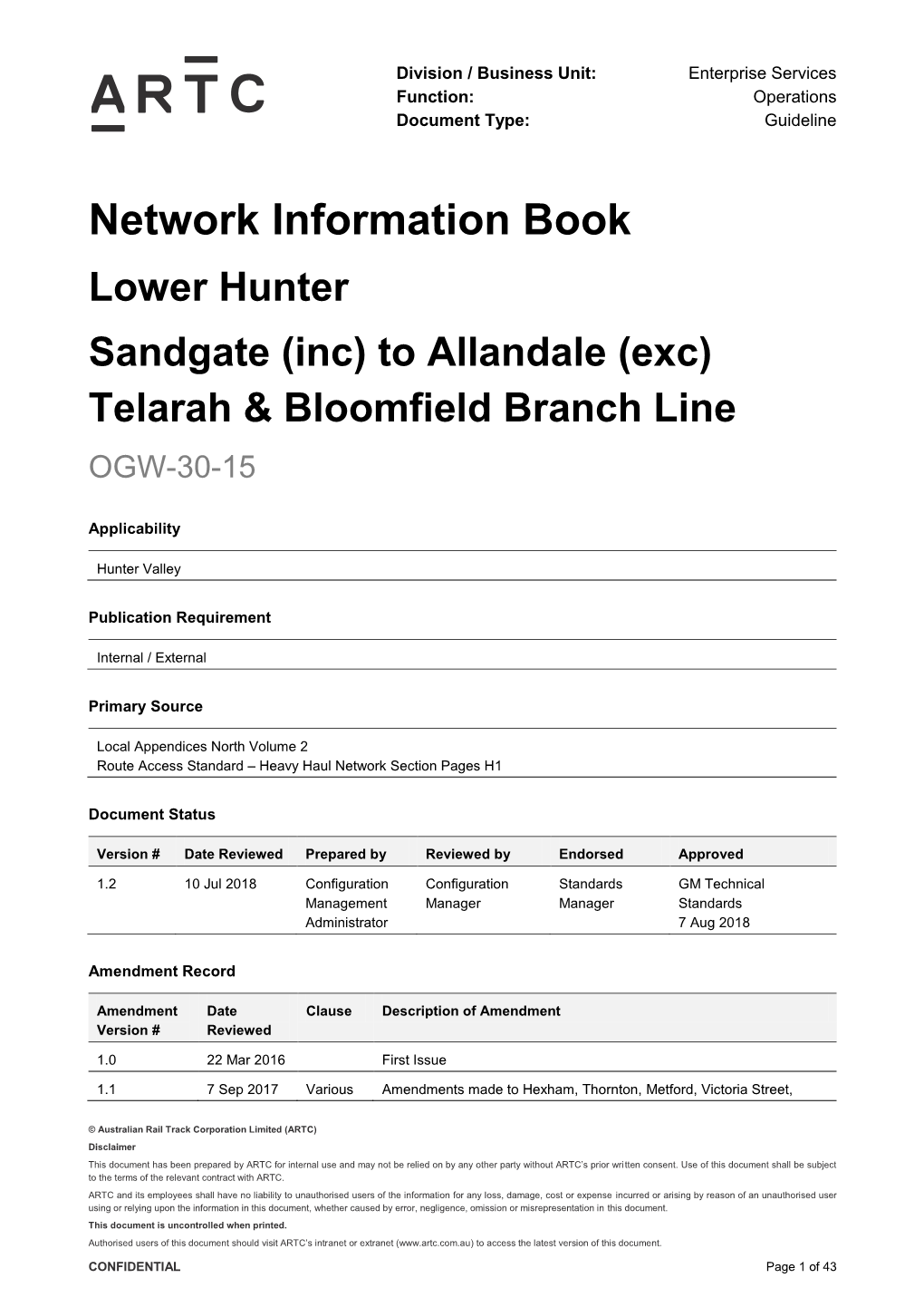 ARTC Corporate Policy and Procedure Template