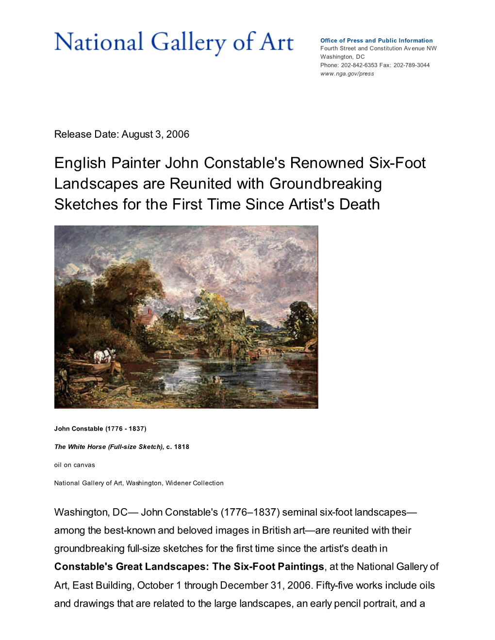 English Painter John Constable's Renowned Six-Foot Landscapes Are Reunited with Groundbreaking Sketches for the First Time Since Artist's Death