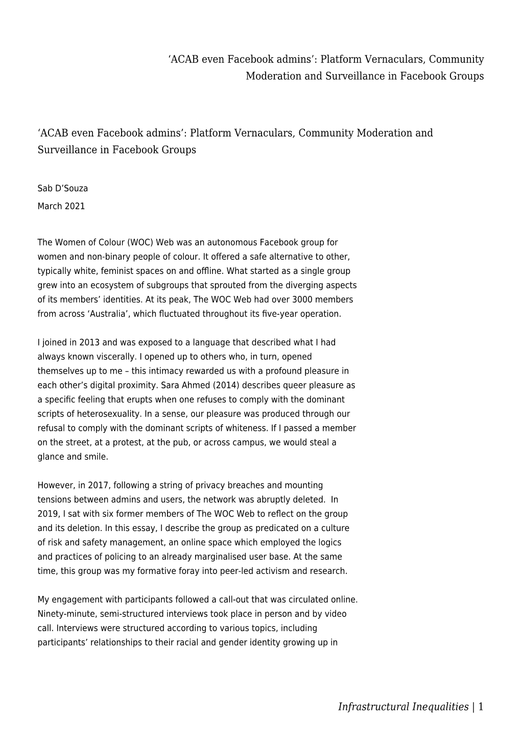 ACAB Even Facebook Admins’: Platform Vernaculars, Community Moderation and Surveillance in Facebook Groups