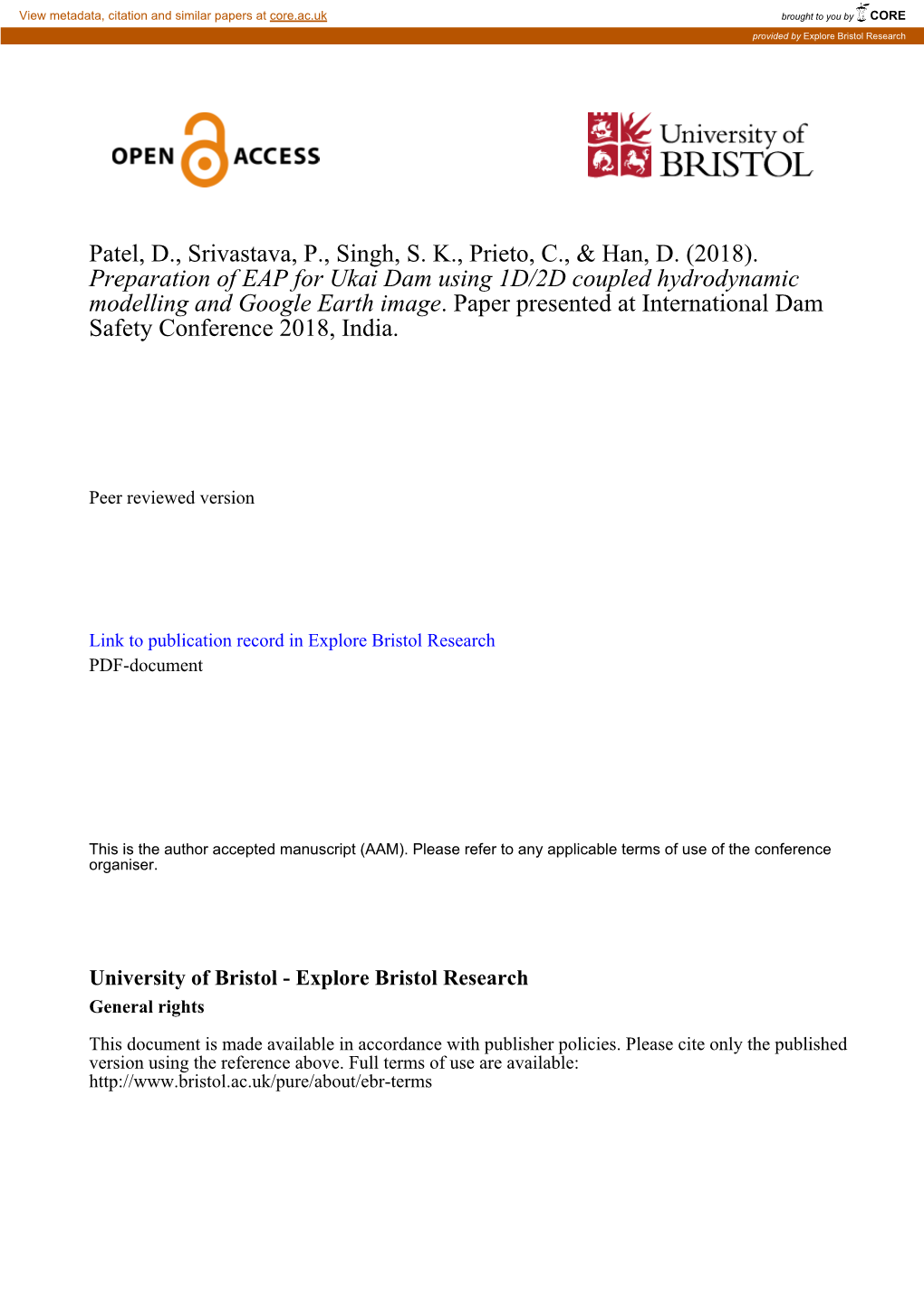 Preparation of EAP for Ukai Dam Using 1D/2D Coupled Hydrodynamic Modelling and Google Earth Image