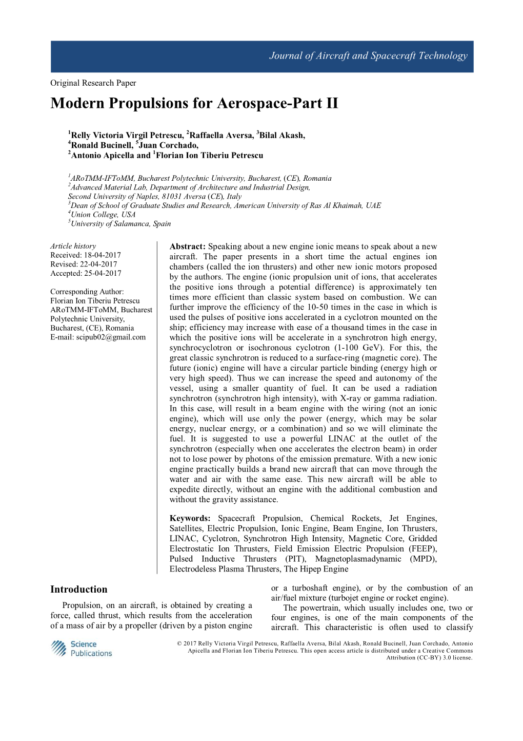 Modern Propulsions for Aerospace-Part II