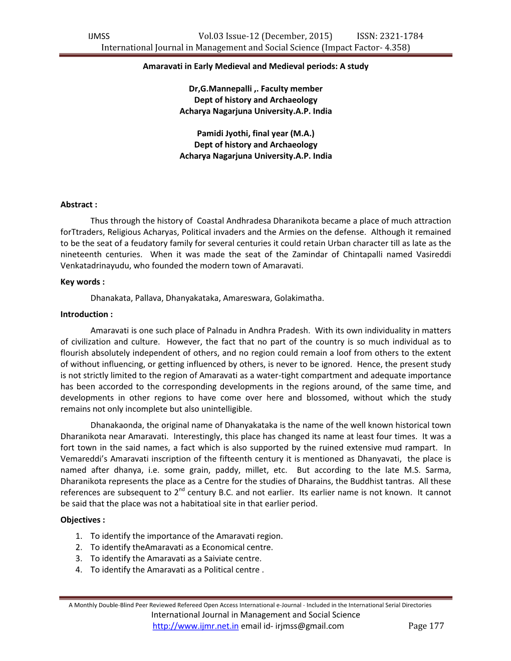 IJMSS Vol.03 Issue-12 (December, 2015) ISSN: 2321-1784 International Journal in Management and Social Science (Impact Factor- 4.358)