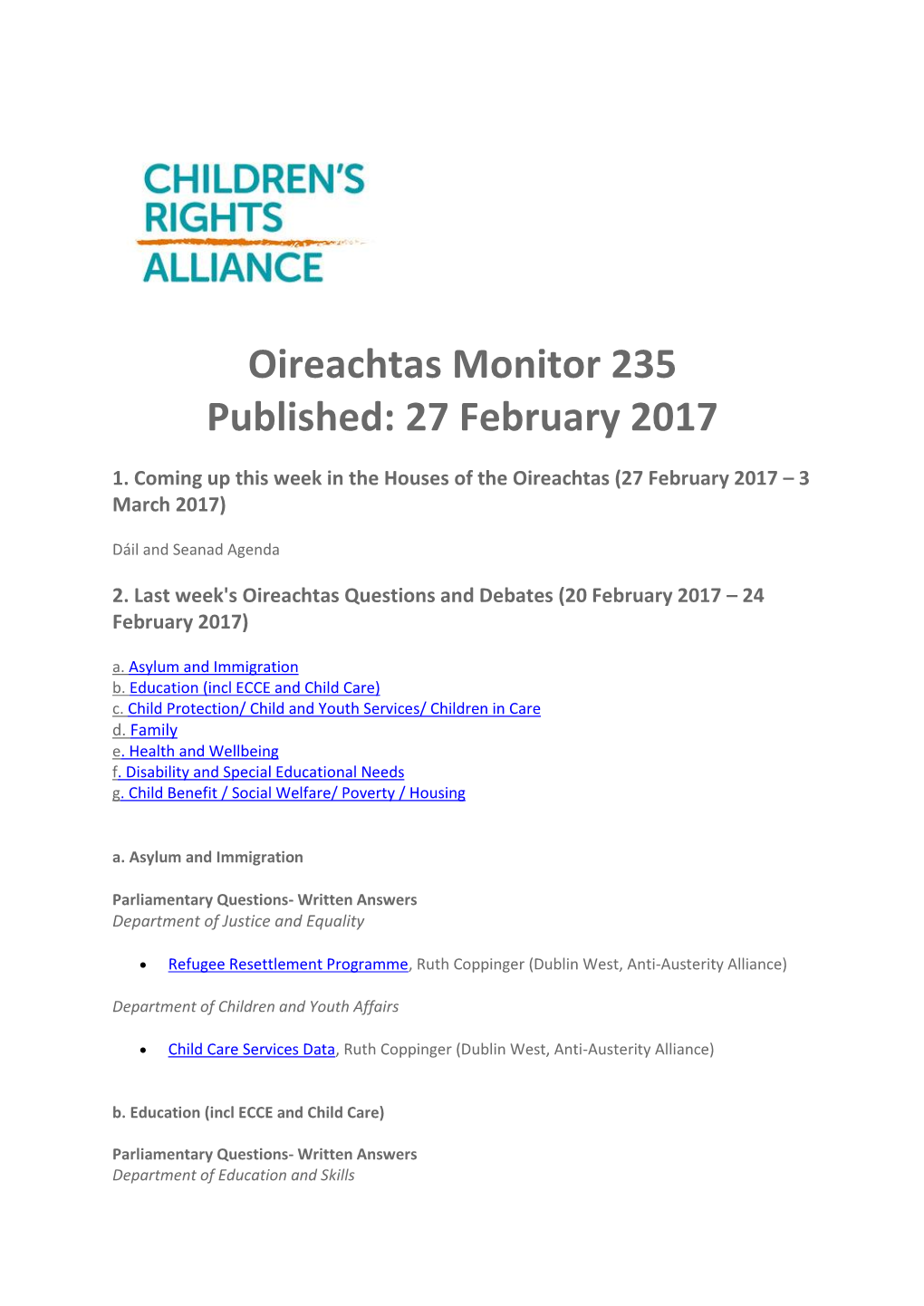 Oireachtas Monitor 235 Published