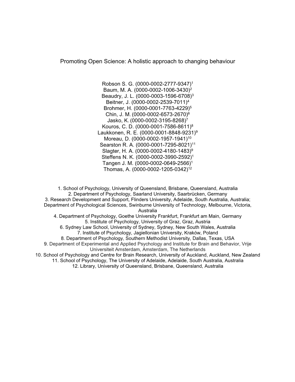 1 Nudging Open Science Robson S. G.1., Baum, M. A.2