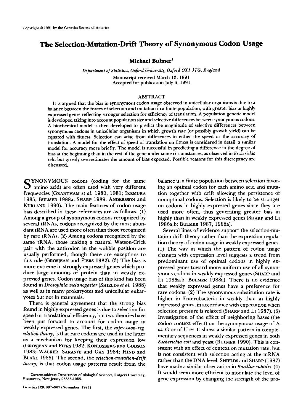 The Selection-Mutation-Drift Theory of Synonymous Codon Usage