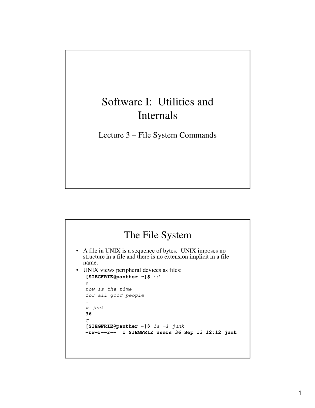Software I: Utilities and Internals