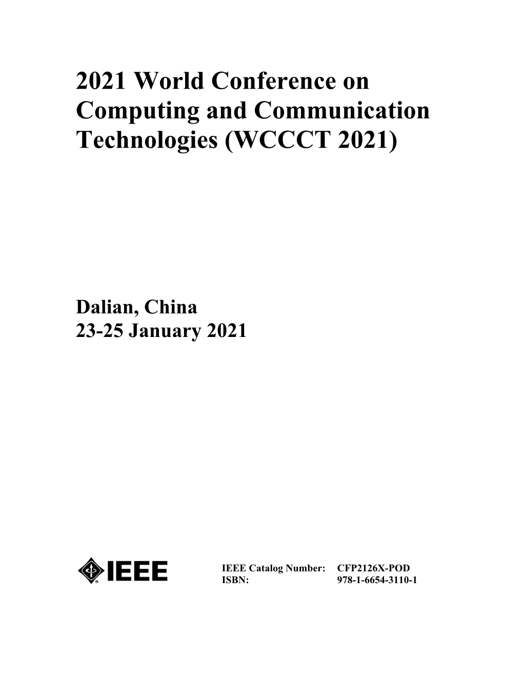 2021 World Conference on Computing and Communication