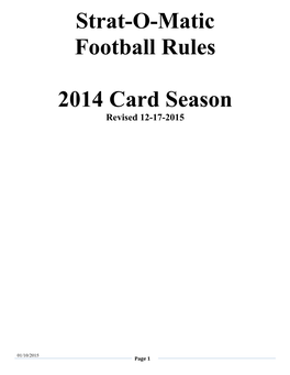 Strat-O-Matic Football Rules