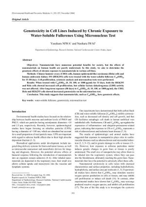 Genotoxicity in Cell Lines Induced by Chronic Exposure to Water-Soluble Fullerenes Using Micronucleus Test