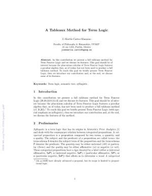 A Tableaux Method for Term Logic