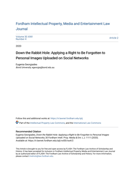 Down the Rabbit Hole: Applying a Right to Be Forgotten to Personal Images Uploaded on Social Networks